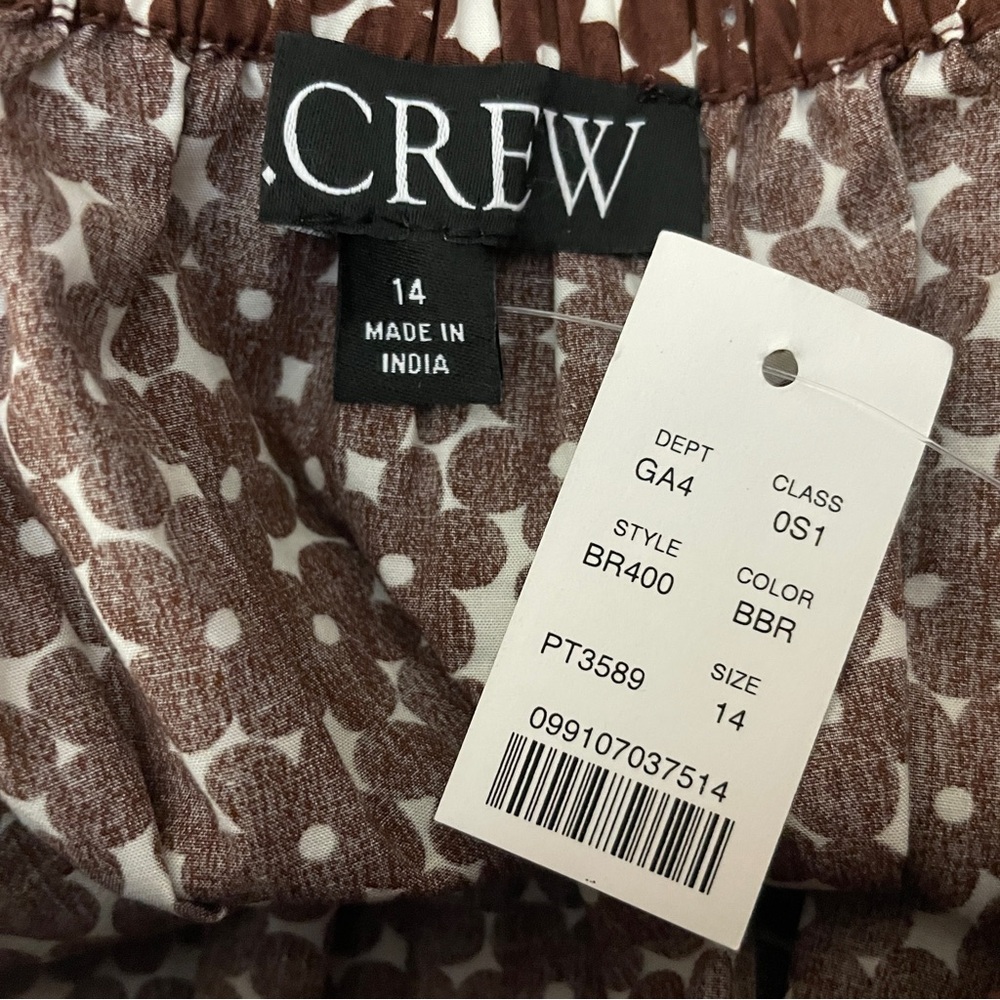 J Crew Mini Dress 14 Brown Floral Drop Waist Cotton Poplin BR400 Cottagecore NWT - Picture 9 of 15